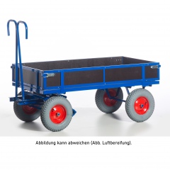 Rollcart Handpritschenwagen mit Holzbordwänden 1160x760x410mm Vollgummi