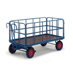 Rollcart Handpritschenwagen mit Rohrgitterwänden 930x630x410mm Vollgummi