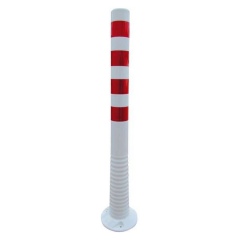 Schake Flexipfosten Ø80mm in weiß mit rot reflektierenden Streifen und Dübelbefestigung aus PUR 1000mm hoch