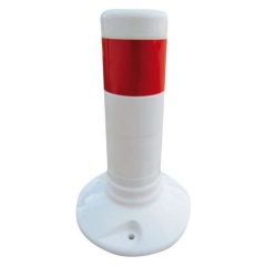 Schake Flexipfosten Ø80mm in weiß mit rot reflektierenden Streifen und Dübelbefestigung aus PUR 300mm hoch