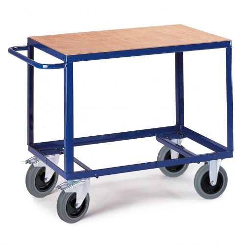 Rollcart Schwerer Tischwagen mit Ladefläche im Buchendekor 500kg Tragkraft