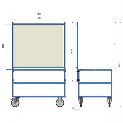 Fetra Anbausatz Infektionsschutzrahmen für Tischwagen mit Holzwerkstoffplatten