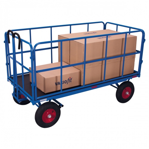 VARIOfit Handpritschenwagen mit 4 Rohrgitterwänden, bis 1250kg Traglast Luft-/ Vollgummibereifung