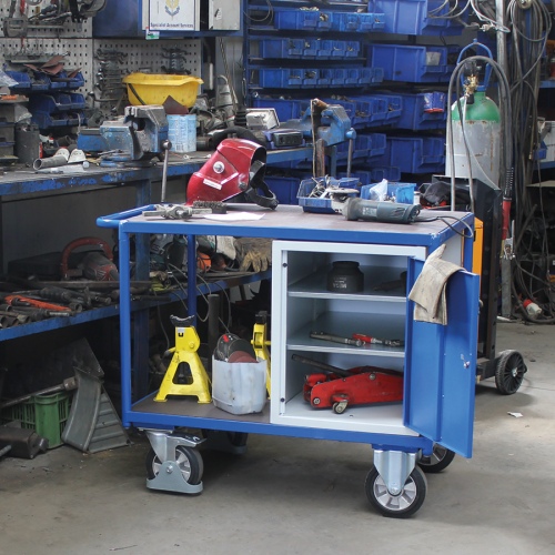 VARIOfit Schwerlast Werkstattwagen mit Schrank und 2 Ladeflächen